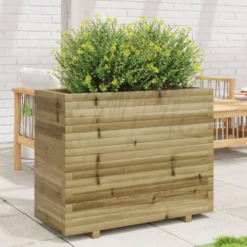 HaoChrymec Pot de Fleurs with Pin Imprégné, Design Rustique, Jardinières Extérieur, Bac à Fleurs Extérieur, Jardinière Balcon, Balconnière Extérieure, 90 x 40 x 72.5 cm