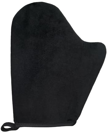 FUNAN Applicatore di guanti autoabbronzanti - Guanto doppio falso autoabbronzante con pollice, guanto ultra morbido per abbronzatura, riutilizzabile e lavabile, senza striature, mani senza macchie