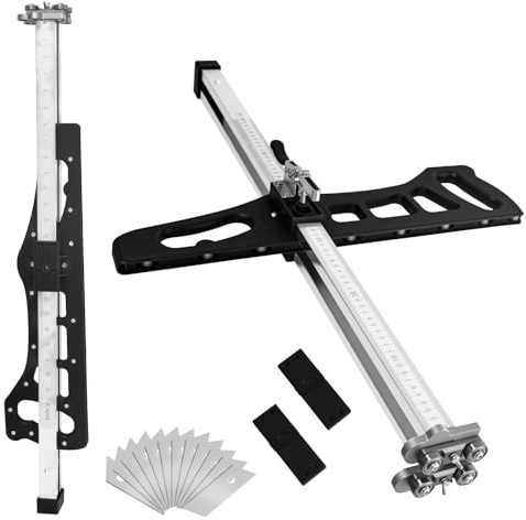 Foldable Drywall Cutting Tool, Hand Push Gypsum Drywall Cutter, 1.5 to 61cm Blade Adjustable Gypsum Board Cutter, Dual Scale (in & cm), Use with 3/8-inch or 1/4-inch drywall