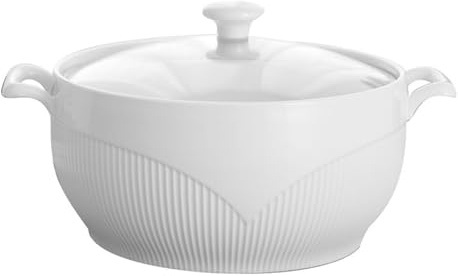 Olla sopera de cerámica, apta para microondas y resistente al calor, con tapa, ideal para cocinar y servir sopas.