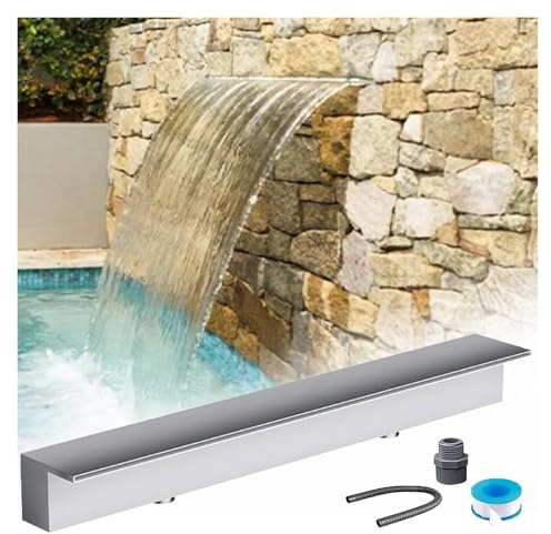 Edelstahl Wasserfall Überlauf Überlauf Spillway Kit für Pools Gartenteiche Modern Wandbrunnen mit Einteiligem Ablaufauslauf Outdoor Wasserspiel