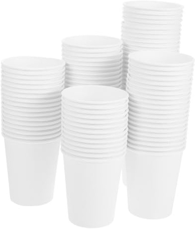 BAZEITFLOW 100 Pièces Gobelets Papier Jetables Épais et Résistants pour Boissons Chaudes et Froides Café Jus et Bière Lot de Usage Professionnel et Domestique