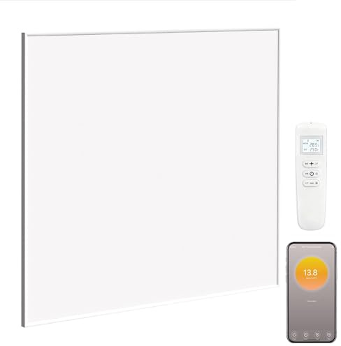 HOMCOM Wifi Enabled Smart Electric Heater, 400W Far Infrared Panel Heater, Low Energy, Alexa Voice Control, Weekly and 12H Timer, Wall Mounted Radiator, Overheat Protection, Heats Up in 2–4 Min, White