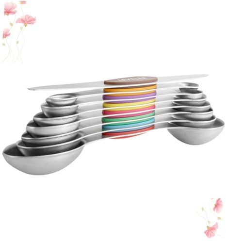 KITANDOVE 8 Piezas Cucharas Medidoras Dobles de Acero Inoxidable para Repostería Herramientas Prácticas de Cocina con Extremos Duales para Medir Líquidos y Sólidos