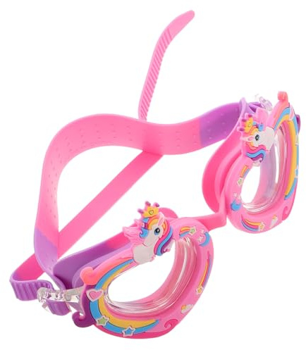 Ciieeo Gafas de Natación Niñas con Diseño de Unicornio, Silicona Suave, Protección Uv, Antivaho, Impermeables y Correa Ajustable, Equipo de Piscina para Entrenamiento y Diversión