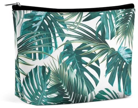Lyfthologen Neceser portátil con cremallera para uso diario, viajes, Hoja de palma y Monstera, Talla única