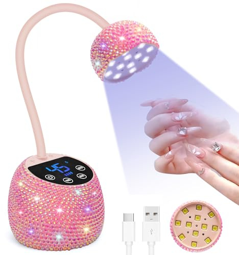 Lermende Mini luce UV per unghie in gel con batteria da 2000 mAh, luce UV per unghie a collo di cigno con 2 timer 45s/90s, lampada LED portatile e ricaricabile, per salone o fai da te a casa (M2 (36 W