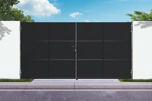 Casanoov Portail acier noir mat 3,5m NALI H.180cm