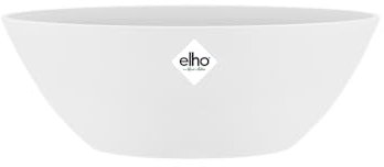 elho Brussels Oval 36 - Flower Pot for Indoor - 100% Recycled Plastic - Ø 36.0 x H 13.1 cm - White/White