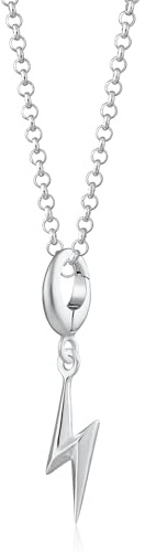 Lily Charmed - 925 Sterling Silver Lightning Bolt Pendant Necklace with 18 Chain, or 18ct Gold Plated Silver