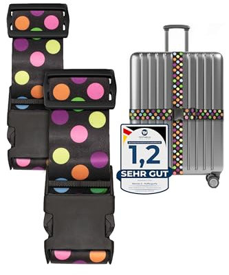 Wenter.S Koffergurte – Auffälliges Kofferband Motiv Polka Dots, passend für alle Koffer