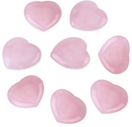 Herzform rosa Kristall Heilstein Rosenquarz Geschnitzte Halbedelstein Dekoration (8 Stück)
