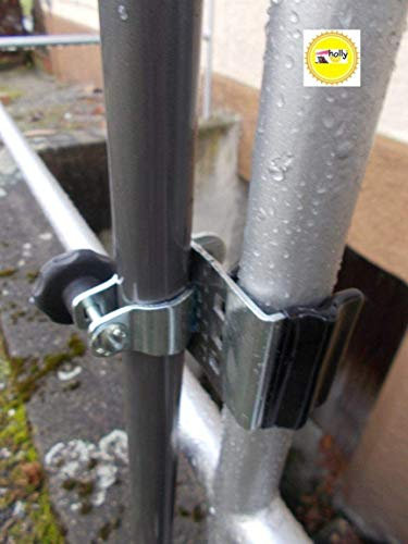 holly BRÜSTUNGS - SCHIRMHALTER - Edelstahl - Duo - FUNKTIONSHALTER VE-HO-SC - FÜR SCHIRMSTÖCKE BIS 38 mm Ø an Geländern - Relingen - Brüstungen - runden eckigen Elementen bis 70 mm Ø -