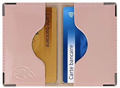 Color Pop Etui 2 Cartes bancaires blindé (Anti-RFID) - Fabrication française - Protection des données bancaires (Old Rose - PVC Vernis) - 9,7 x 6,5 x 0,5 cm