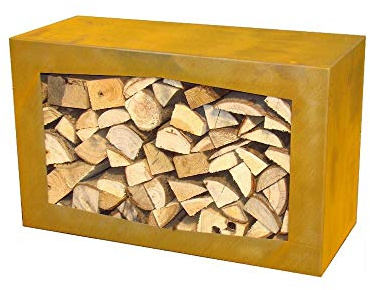 Ben&Camilla Holzlager Edelrost Optik Cortenstahl 80 x 50 x 35 cm | extra robust | Kaminholzregal Kaminholzständer Holzlager