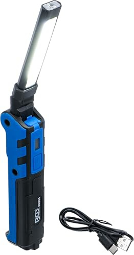 BGS 85334 | Akku-Knicklampe | COB-LED 5 W | 360 lm | USB-C | Kopflicht 3 W LED, 150 lm | Lampenkopf 270° drehbar | Magnet im Fuß | Aufhängehaken | IP54