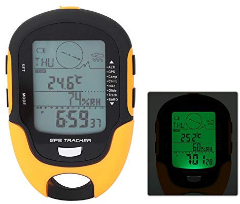 Wakects Digitaler Höhenmesser, Barometer, digital, multifunktional, GPS, Höhenmesser, Barometer, Kompass, tragbar, für Camping, Outdoor, Wandern, Höhenmesser mit Taschenlampe