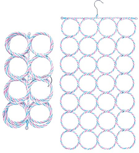 Pinsheng Schalhalter Aufhänger, Schalbügel Schalhalter mit 28 Löchern, klappbarer Krawattenhalter Veranstalter Haken für Tücher, Krawatten, Schals, Gürtel, Random Farbe