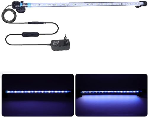VARMHUS LED 18-112 cm für Fisch Tank Aquarium Leuchte Wasserdicht Aquarium Beleuchtung, Lampe Stecker EU Unterwasser LED-Lichtbalken (Weiß und Blau, 57 cm)