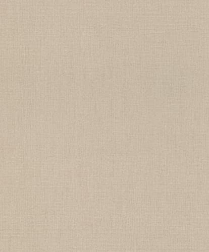 Rasch 484540 Papier peint intissé uni Marron clair avec structure textile 10,05 x 0,53 m (L x l)