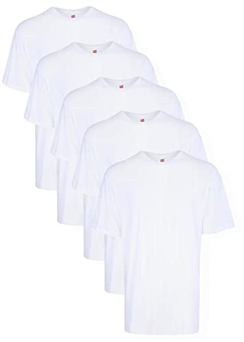 Hanes Men’s Tall 100% Cotton Crew Neck Undershirts, Tagless, Ultra Comfort, 3X-Large Tall, White - 5 Pack
