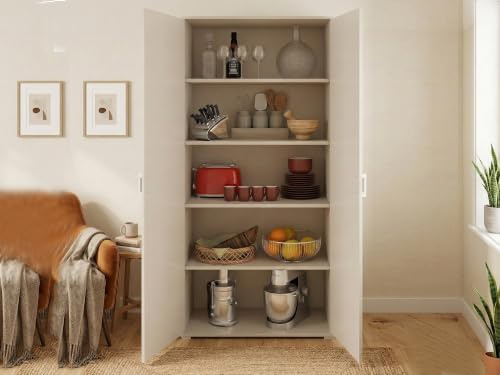 Dmora - Armoire polyvalente Alisso, Armoire linéaire avec 2 portes battantes, Armoire avec 4 étagères réglables, Étagère à chaussures moderne, 100% Made in Italy, 90x45h195 cm, Chêne et Blanc