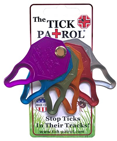 The Tick Patrol Tick Remover Tool for People & Pets, Lightweight, Portable, Durable, Keychain Attachment, Quick, Safe & Effective Tick Removal Kit, Assorted Colors, Made in USA (6 Colors)