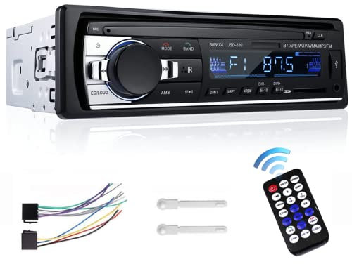 Hikity Autoradio Bluetooth Vivavoce 1 DIN, Radio Stereo 4X60W Supporto FM/MP3/WMA/WAV/FLAC, Radio Bluetooth Auto con TF/USB/Telecomando