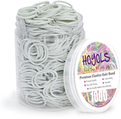 HOYOLS 1/2 tum små vita gummiband för hårband elastiska mini småbarn flätor hästsvanshållare för baby flickor spädbarn barn tjockt hår gummiband ingen skada kontor 1 000 st (S) latexfri