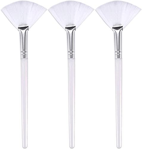 FOUTP 3 Piezas Pinceles Para Abanico, Pinceles Faciales Suaves, Pincel Aplicador, Herramientas De Aplicación De Maquillaje Cosmético Para Peeling Facial, Crema De Barro (Blanco)