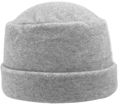 MELEGARI Damenhut mit Revers | Beanie Lyuba | Fleece Polar Fleece | Tasche | Made in Italy, hellgrau, One size