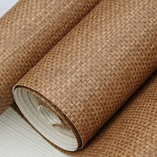 FJODAL Papel para Pared Decorativo Moderno, Papel Pared de Tela de Hierba Tejida A Mano, Papel Pintado Pared de Tela Texturizada, Papel Tapiz para SalóN, Dormitorio, Pared de Acento (Color : Brown)