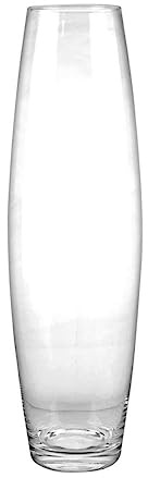 simpa XL Floor Standing Clear Glass Oval Vase 60cm (H) x 12cm Dia - Quality Handmade Craftmanship
