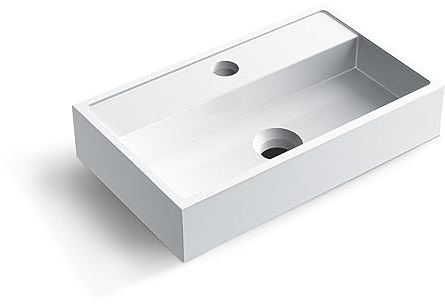 Balneo VIKI - Lavabo da incasso, rettangolare, 40 x 24 cm, con foro per rubinetto, colore: bianco