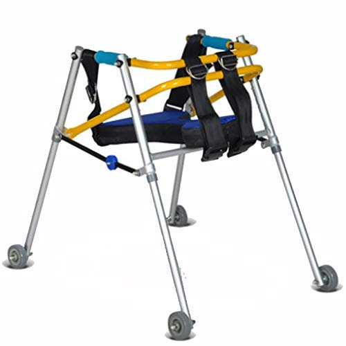 JUNNIU Kinderwanderer mit Sitz für Zerebralparese, Frakturen, Rehabilitationstraining der unteren Gliedmaßen, zusammenklappbarer tragbarer Rollator für Behinderte/Kinder mit Rädern (Größe: X-Large)