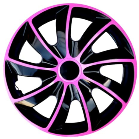 Luckyberg Radkappen 13 Zoll | Radzierblenden 4er-Set für die meisten Automarken und Stahlfelgen, Zierkappen in vielen Farben. Felgenabdeckung für Autofelgen. (ROSA/SCHWARZ)