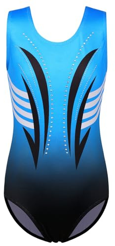 Znyune, Gymnastikanzug für Mädchen, ärmellos/langärmelig, Farbverlauf, Tanz, Gymnastik, Turnanzug, 3–14 Jahre, 323, schwarz-blau, 8A