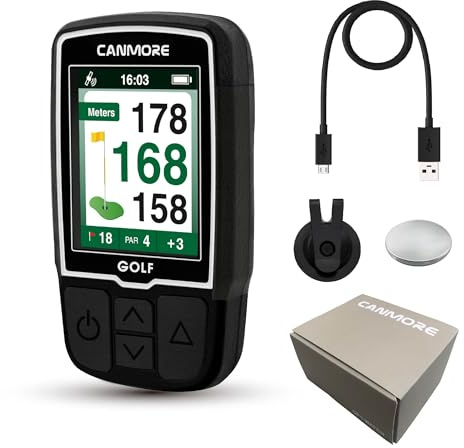 CANMORE HG200 PRO Handheld GPS Golf Device, 41.000+ Free Preloaded Worldwide Course, Upgraded IC Chip, USB Micro Charging Cable, Black
