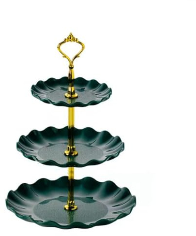 Wagoodter 3 Etagen Cupcake Ständer, Kuchenständer, Dreistufiger Tortenständer, Dessert Ständer Wiederverwendbar für Hochzeit, Geburtstag, Tea Party Dekoration(Grün)