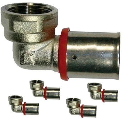 Suinga Pack 5 Codo hembra 1/2 para Tubo multicapa 16 mm, para uso con máquina prensadora, gris
