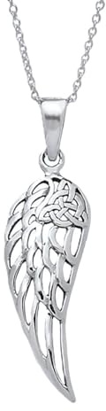 Treasure Bay 925 Sterling Silver Angel Wing Pendant Charm Necklace for Women and Girls on 45cm Chain, Elegant Jewelry Gift