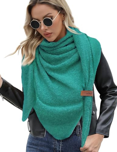 Xnova Schal Damen Winter Dreieck Strickschal Wärmende | Weich Dreiecksschal mit Lederschlaufe, Flauschig Gestrickt Umschlagtuch Halstuch Poncho Halstüche Geschenk für Frauen