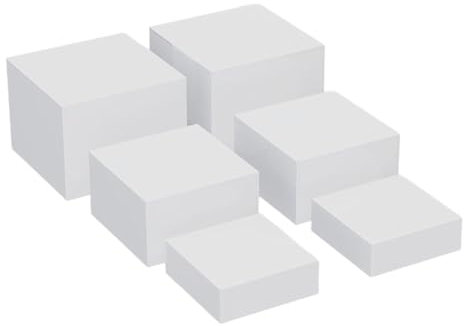 Folpus 6 Pezzi Alzate per Buffet, Espositori in Acrilico Alzata per Alimenti Espositore a Cubo Alzata per Buffet a Nidificazione per Action Figure, Bianco