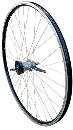 28 Zoll Hinterrad mit 3-Gang Nabe, Rücktrittbremse, Alu-Hohlkammerfelge, NIRO-Speichen, schwarz-Silber