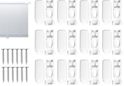 Hitopin 12 Stück Verspannte Plissees Halterungen, Plissee Ersatzteile Klemmträger, Spannschuhe für verspannte Plissees, Klemmträger Plissee, für Klebeträger und Stick,Fix Front Klebeplatten(Weiß)
