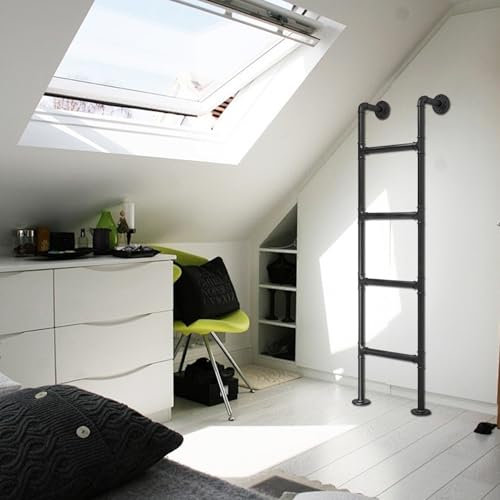 Junvstor Loft Villa Trittleiter mit Wandhalterung, Fensterausstiegsleiter, Kellerschachtausstiegsleiter, 10-20 m Etagenbettleiter, Eingangsleiter, Feuerleiter, (290cm/114in)