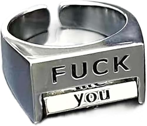 PEKJDS Creative Fu * K anello rotante di controllo dell'umore, anello d'umore stile retrò anello aperto, regolabile Fu * k anello d'ansia Inspirational Statement Gifts