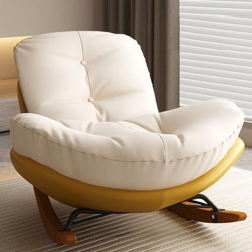 Moderner, übergroßer Schaukelstuhl mit gepolsterter Sitzfläche, Gelb, ideal für Veranda, Schlafzimmer, Wohnzimmer, Balkon