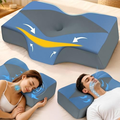 Hydomi Cervical Memory Foam Pillow for Neck and Shoulder Pain - Adjustable Orthopedic Pillow with Hollow Design - Bed Pillow with Cooling Washable Cover for Side, Back & Stomach Sleepers
