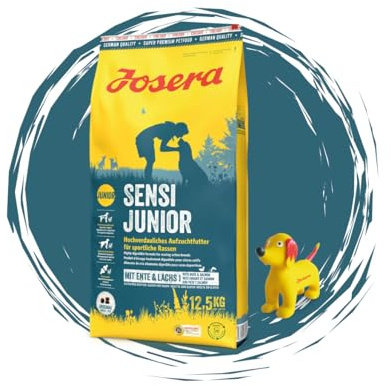 Josera - Hundefutter - Josera Exclusive SensiJunior - Trockenfutter 12,5 KG - Hochverdauliches Aufzuchtfutter für Hunde + Goodie Quietsche Seppl